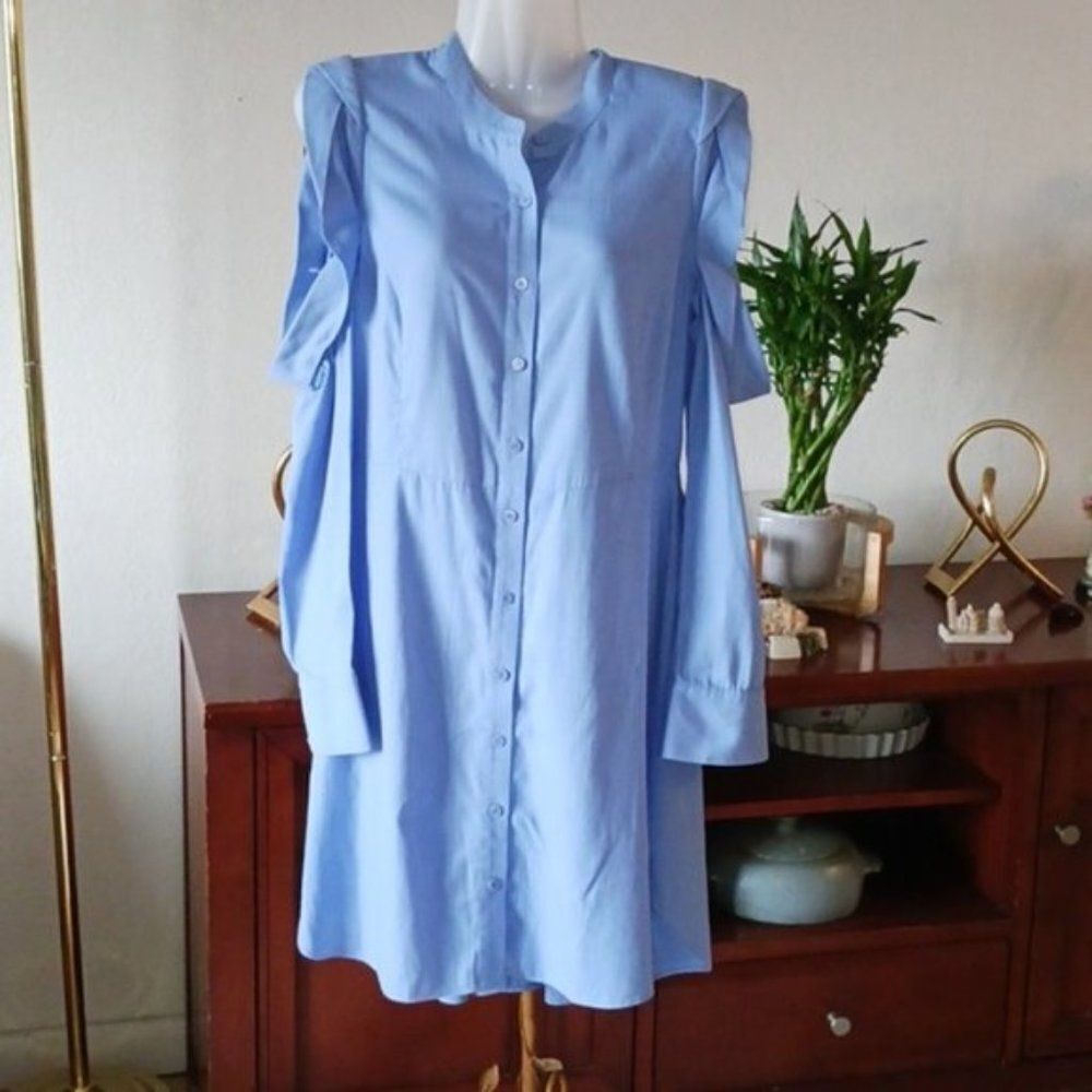BCBGMAXAZRIA MID BLUE Women's DRESS SIZE S - Picture 2 of 11